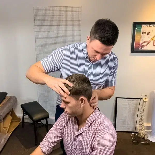 chiropractor is treating a patient who suffers from severe neck pain
