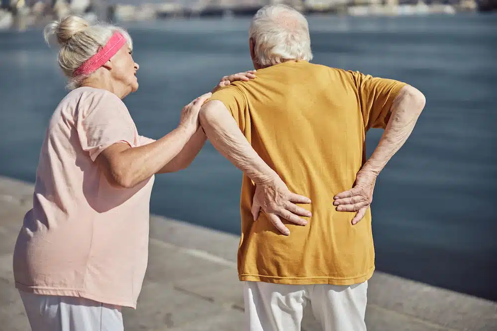 Senior suffers from Herniated Disc due to wear and tear.