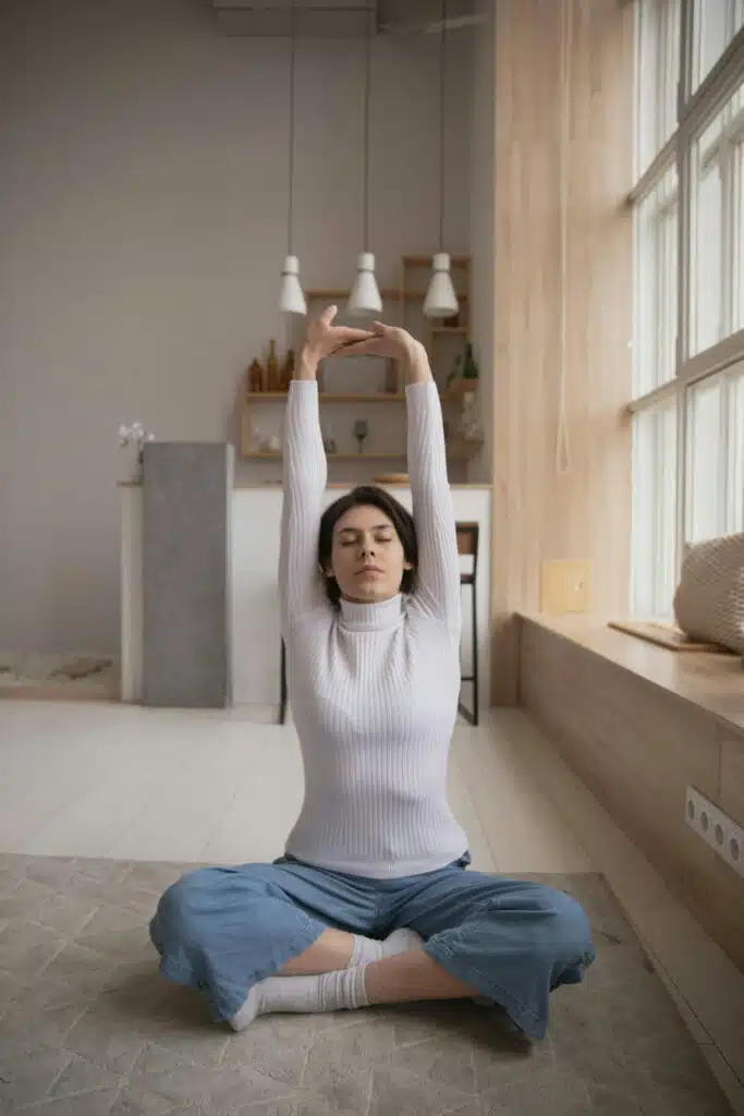 Woman doing some stretching and exercise 